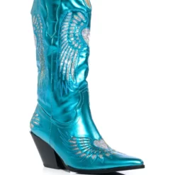 AZALEA WANG TEMPLE METALLIC BOOTIE IN BLUE -AZALEA WANG Shop azalea wang temple metallic bootie in blue blue 3 3