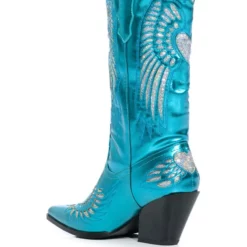 AZALEA WANG TEMPLE METALLIC BOOTIE IN BLUE -AZALEA WANG Shop azalea wang temple metallic bootie in blue blue 4 4