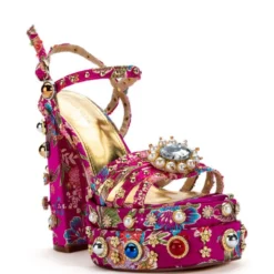 AZALEA WANG THE GLAM LIFE FOR ME STRAPPY EMBELLISHED CHUNKY SANDAL IN PINK -AZALEA WANG Shop azalea wang the glam life for me strappy embellished chunky sandal in pink pink 3 3