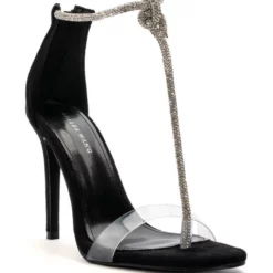 AZALEA WANG SHIMMER AND SHINE STRAPPY STILETTO SANDAL IN SILVER -AZALEA WANG Shop azalea wang tia stiletto sandal in silver black 3 3