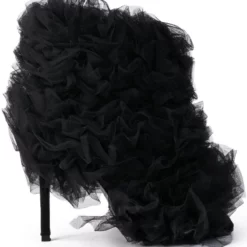 AZALEA WANG TUTU TULLE STILETTO BOOTIE IN BLACK