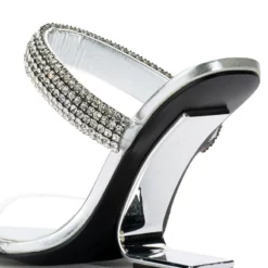AZALEA WANG VANCE METALLIC WEDGE SANDAL IN SILVER -AZALEA WANG Shop azalea wang vance metallic wedge sandal in silver silver 5 5