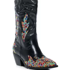 AZALEA WANG VINNY EMBELLISHED WESTERN BOOTIE -AZALEA WANG Shop azalea wang vinny embellished western bootie black 3 3