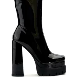AZALEA WANG VIPER PATENT BOOTIE IN BLACK -AZALEA WANG Shop azalea wang viper patent bootie in black black 3 3