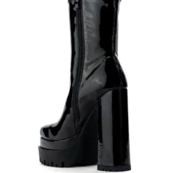 AZALEA WANG VIPER PATENT BOOTIE IN BLACK -AZALEA WANG Shop azalea wang viper patent bootie in black black 4 4