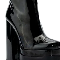 AZALEA WANG VIPER PATENT BOOTIE IN BLACK -AZALEA WANG Shop azalea wang viper patent bootie in black black 5 5