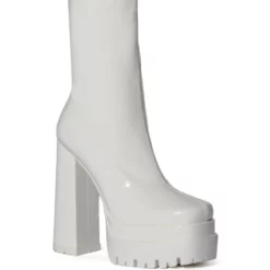 AZALEA WANG VIPER PATENT BOOTIE IN WHITE -AZALEA WANG Shop azalea wang viper patent bootie in white white 3 3