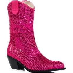 AZALEA WANG WELLINGTON EMBELLISHED WESTERN BOOTIE IN FUCHSIA -AZALEA WANG Shop azalea wang wellington embellished western bootie in fuchsia fuchsia 3 3