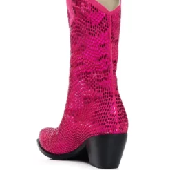 AZALEA WANG WELLINGTON EMBELLISHED WESTERN BOOTIE IN FUCHSIA -AZALEA WANG Shop azalea wang wellington embellished western bootie in fuchsia fuchsia 4 4