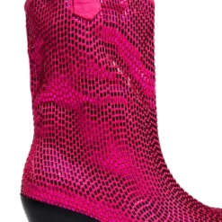 AZALEA WANG WELLINGTON EMBELLISHED WESTERN BOOTIE IN FUCHSIA -AZALEA WANG Shop azalea wang wellington embellished western bootie in fuchsia fuchsia 5 5