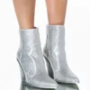 AZALEA WANG WHY SO SERIOUS CHUNKY WESTERN BOOTIE IN SILVER -AZALEA WANG Shop azalea wang why so serious chunky bootie in silver silver 1 1