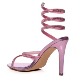 AZALEA WANG WRENLEY RHINESTONE STILETTO SANDAL IN PINK -AZALEA WANG Shop azalea wang wrenley stiletto sandal in pink pink 4 4