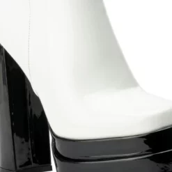 AZALEA WANG YOU GO-GO GIRL CHUNKY PLATFORM BOOTIE IN BLACK WHITE -AZALEA WANG Shop azalea wang you go go girl chunky platform bootie in black white black white 5 5