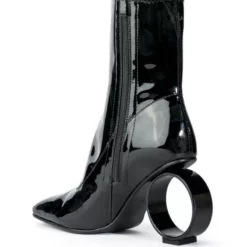 AZALEA WANG ZELDA CIRCULAR HEELED BOOTIE IN BLACK -AZALEA WANG Shop azalea wang zelda circular heeled bootie in black black 4 4