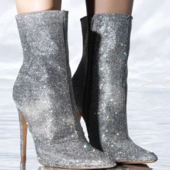 BALLER SILVER GLITTER BOOTIE -AZALEA WANG Shop baller silver glitter bootie silver 1 1 c1