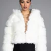 BAPE FAUX FUR JACKET IN WHITE 1 BAPE FAUX FUR JACKET IN WHITE -AZALEA WANG Shop bape faux fur jacket in white white 1 1