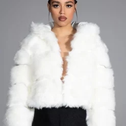 BAPE FAUX FUR JACKET IN WHITE
