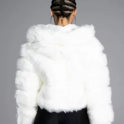 BAPE FAUX FUR JACKET IN WHITE -AZALEA WANG Shop bape faux fur jacket in white white 4 4