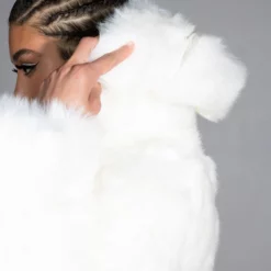 BAPE FAUX FUR JACKET IN WHITE -AZALEA WANG Shop bape faux fur jacket in white white 5 5