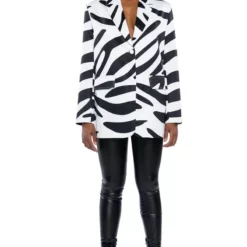 BE BOLD OVERSIZED ZEBRA BLAZER -AZALEA WANG Shop be bold oversized zebra blazer black white 4 4