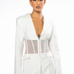 ARE YOU DOWN CORSET BLAZER DRESS -AZALEA WANG Shop beibs in the trap corset blazer white 3 3