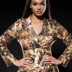 BELIEVER RHINESTONE TRIM BLAZER AND TROUSER SET