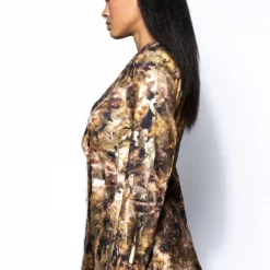 BELIEVER RHINESTONE TRIM BLAZER AND TROUSER SET -AZALEA WANG Shop believer rhinestone trim blazer and trouser set gold 6 6