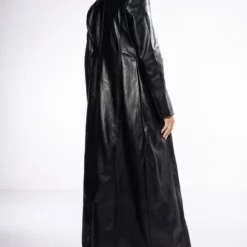 BEYOND CLASSIC LONG PU TRENCH WITH CHEETAH LINING -AZALEA WANG Shop beyond classic long pu trench with cheetah lining black 3 3 c1 c1 c1 c1 c1