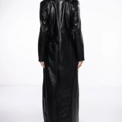 BEYOND CLASSIC LONG PU TRENCH WITH CHEETAH LINING -AZALEA WANG Shop beyond classic long pu trench with cheetah lining black 7 7 c1 c1 c1 c1 c1