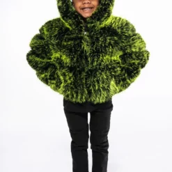 KIDS LUXE 3D FAUX FUR JACKET -AZALEA WANG Shop bianchi three dee faux fur kids jacket green 4 4