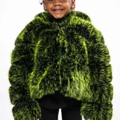 KIDS LUXE 3D FAUX FUR JACKET -AZALEA WANG Shop bianchi three dee faux fur kids jacket green 9 9