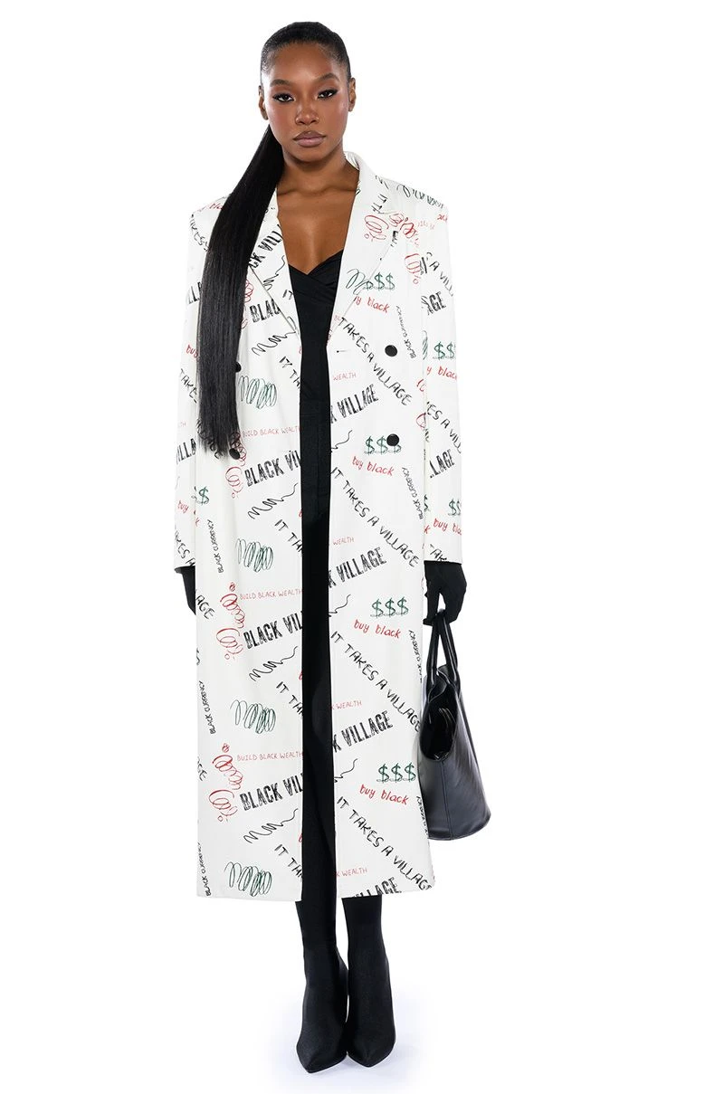 BLACK VILLAGE FOUNDATION LOGO PU TRENCH 3 BLACK VILLAGE FOUNDATION LOGO PU TRENCH