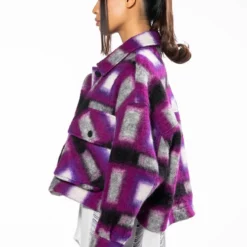 BY THE FIREPLACE FELTED PLAID CROP SHACKET -AZALEA WANG Shop blank nyc luck finder sherpa crop shacket multi 5 5