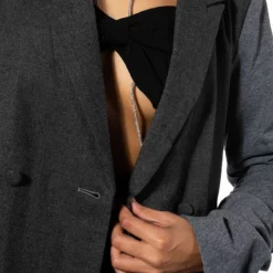 BOSS MODE RUCHED SWEATSHIRT SLEEVE BELTED BLAZER -AZALEA WANG Shop boss mode ruched sweatshirt sleeve belted blazer charcoal grey 11 11