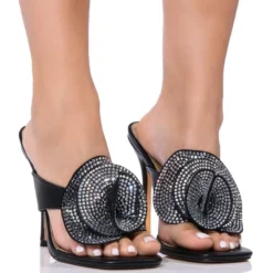 BOUQUET BLACK FLOWER SANDAL