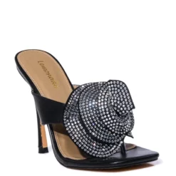 BOUQUET BLACK FLOWER SANDAL -AZALEA WANG Shop bouquet black flower sandal black 3 3