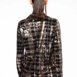 BRONZE QUEEN SEQUIN BLAZER -AZALEA WANG Shop bronze queen sequin blazer brown multi 6 6