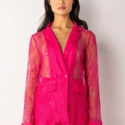 CHIC LIFE ALL OVER LACE BLAZER -AZALEA WANG Shop chic life all over lace blazer pink 5 5