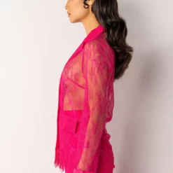 CHIC LIFE ALL OVER LACE BLAZER -AZALEA WANG Shop chic life all over lace blazer pink 6 6