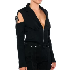 COLD SHOULDER RIBBED BLAZER 14 COLD SHOULDER RIBBED BLAZER -AZALEA WANG Shop cold shoulder ribbed blazer black 4 4