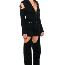 COLD SHOULDER RIBBED BLAZER 16 COLD SHOULDER RIBBED BLAZER -AZALEA WANG Shop cold shoulder ribbed blazer black 6 6