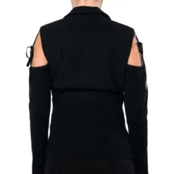 COLD SHOULDER RIBBED BLAZER 18 COLD SHOULDER RIBBED BLAZER -AZALEA WANG Shop cold shoulder ribbed blazer black 8 8