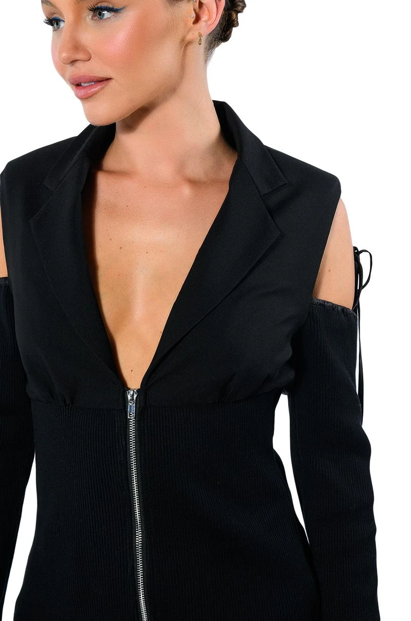 COLD SHOULDER RIBBED BLAZER 11 COLD SHOULDER RIBBED BLAZER - Image 9