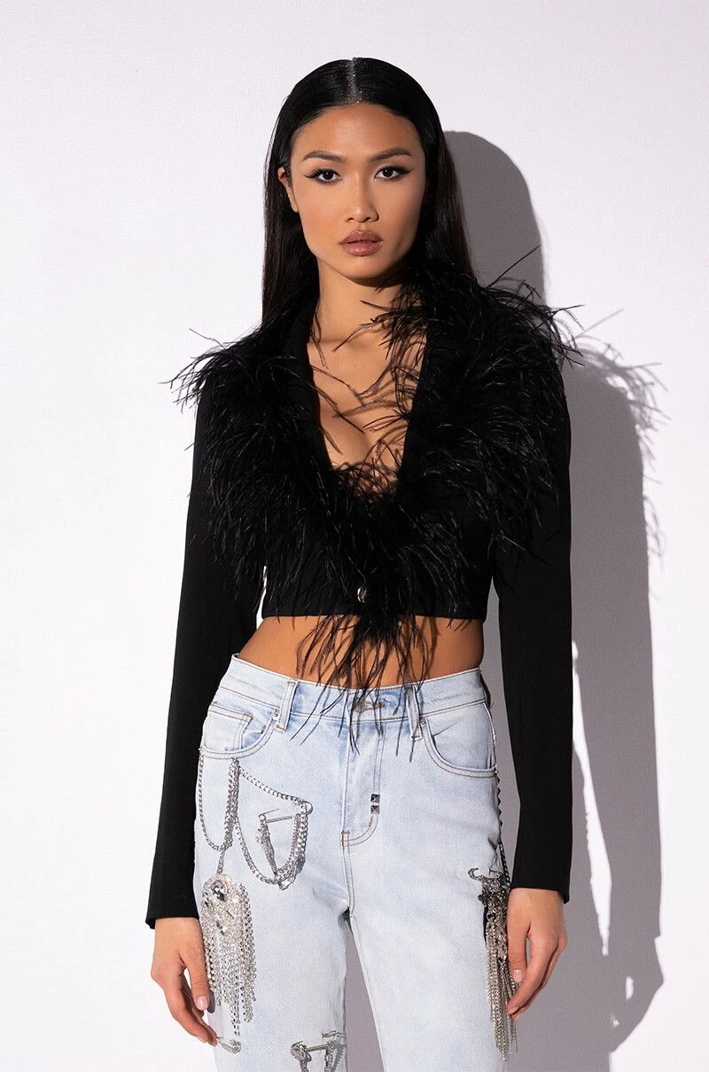 COME ON BABY FEATHER CROP BLAZER 5 COME ON BABY FEATHER CROP BLAZER - Image 3
