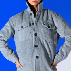 AZALEA WANG Shop -AZALEA WANG Shop comfy classics lined shacket gray 2 2