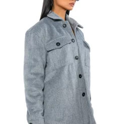 COMFY CLASSICS LINED SHACKET -AZALEA WANG Shop comfy classics lined shacket gray 4 4