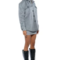 COMFY CLASSICS LINED SHACKET -AZALEA WANG Shop comfy classics lined shacket gray 5 5