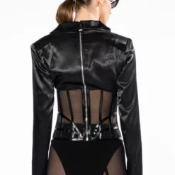 LARA CORSET STYLE SATIN BLAZER -AZALEA WANG Shop coreset style blazer jacket black 6 6