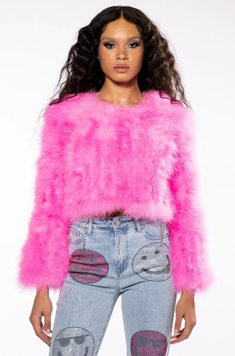 SWEET TALK FEATHER JACKET IN PINK 7 SWEET TALK FEATHER JACKET IN PINK - Image 5