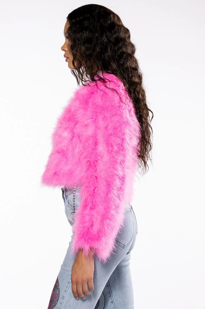SWEET TALK FEATHER JACKET IN PINK 8 SWEET TALK FEATHER JACKET IN PINK - Image 6